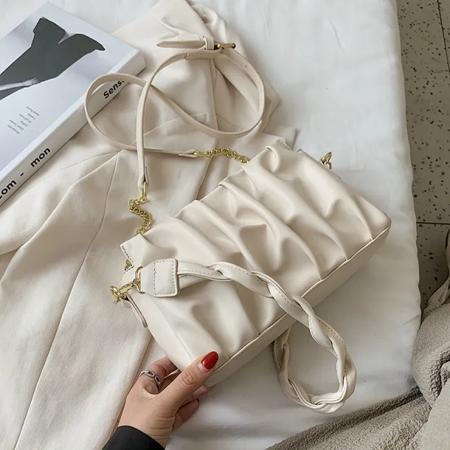 Net Celebrity Fold Small Bag Tide Texture Western Style Shoulder Bag White - Shop at LoveMi