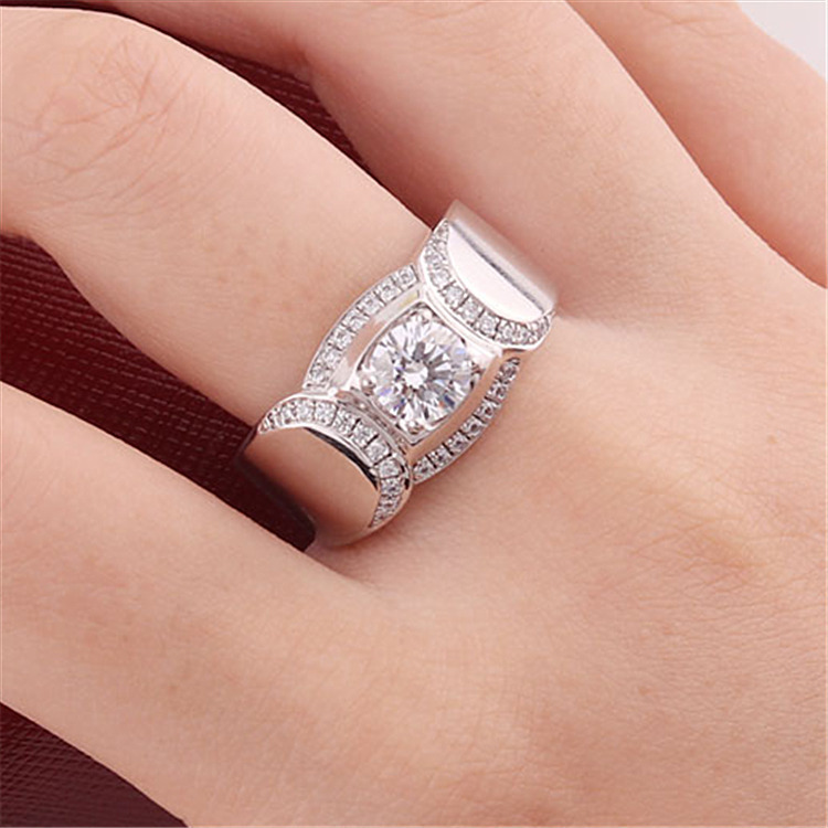 Korean Version Of Mossan 18K Gold Plated 1 Carat Group Diamond Ring