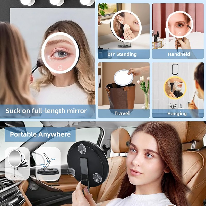 30X Magnifying Mirror With Lights, Large 6'' Makeup Magnifying Mirror, 3Lighted