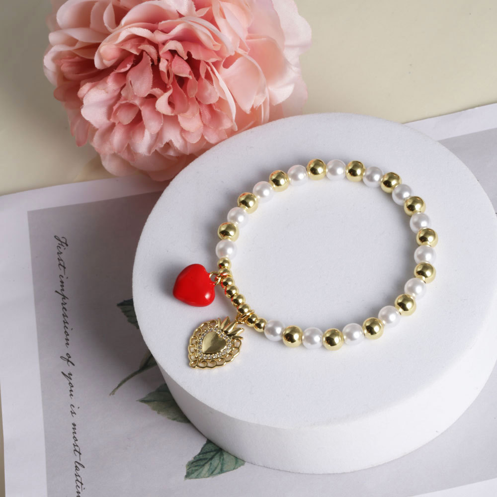 New Drip Oil Rabbit Love Pearl Bracelet