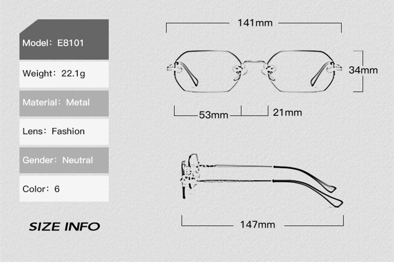 Title 1, Personalized Fashion Polygon Rimless Sunglasses