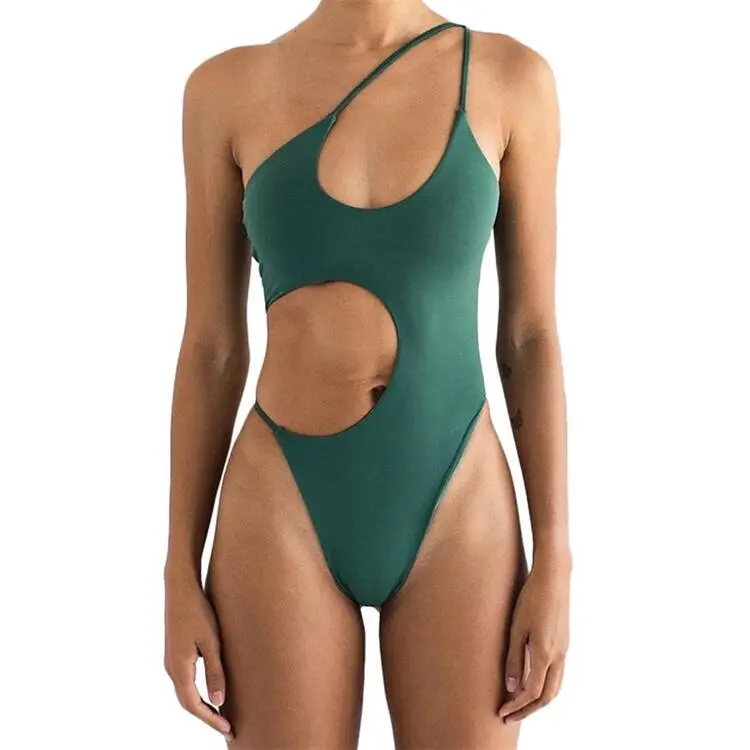 New Triangle Waist Cutout Sexy Bikini Swimsuit - Army Green