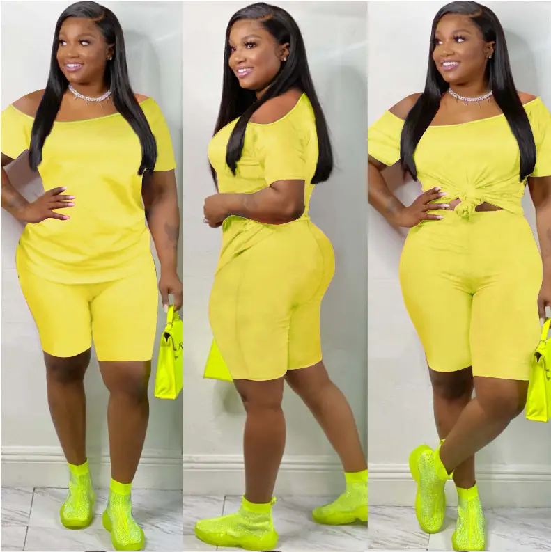 Slim-fit Off-shoulder Short Pants Two-pieces Nightclub Uniforms