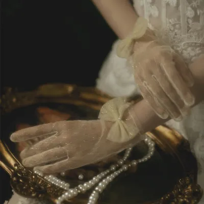 Bridal Wedding Dress Fingerless Gloves Champagne - Shop at LoveMi