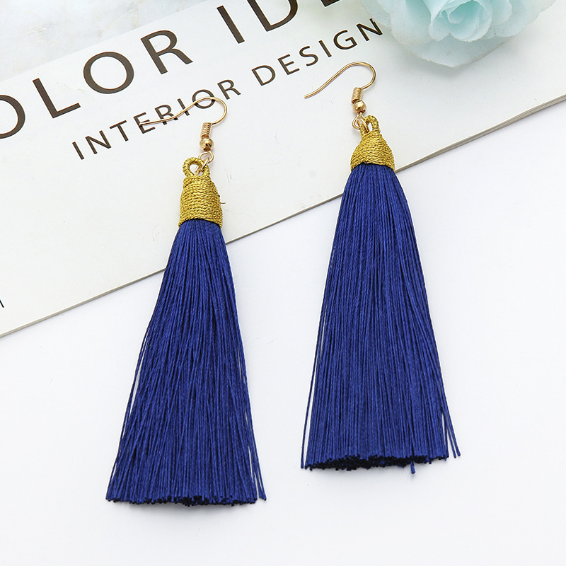 Fashion Personality Simple Temperament Super Long Tassel Earrings