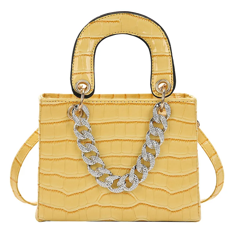 Fashion Trendy With Pattern Casual Simple Messenger Bracelet Bag - Yellow