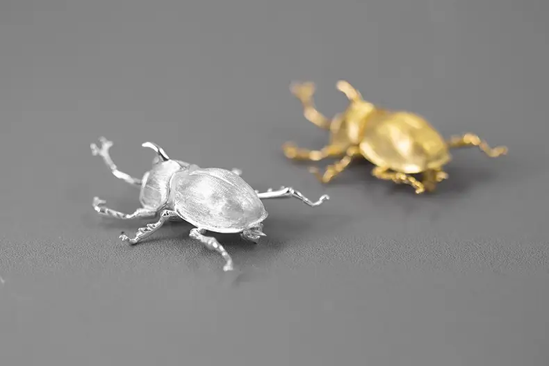 Sterling Silver S925 Personality Handsome Simulation Beetle Brooch