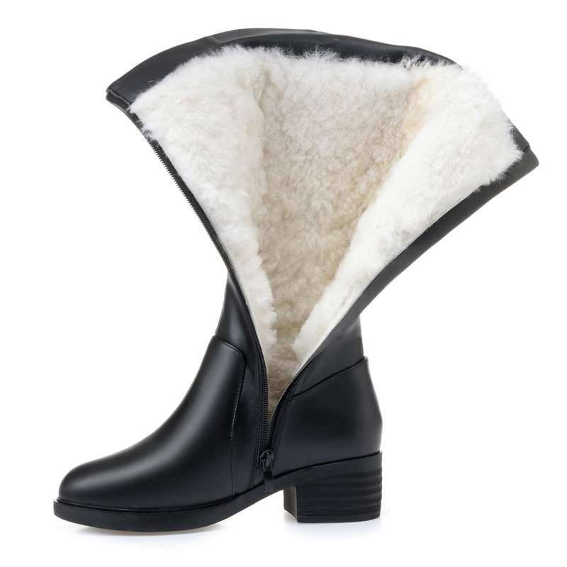 Title 3, Plush wool medium thick sole leather boot lady