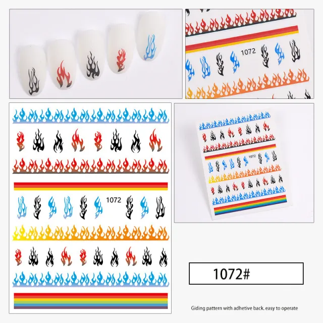 Nail Flame Polish Glue Sticker Decoration Small Pattern 1072Style - Shop at LoveMi