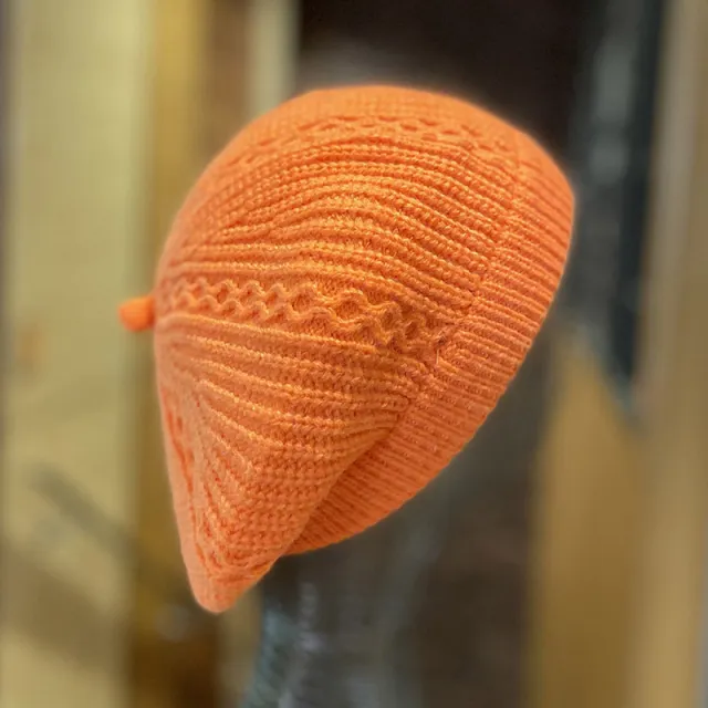 Ladies Autumn And Winter Knitted Beret French Style Orange - Shop at LoveMi