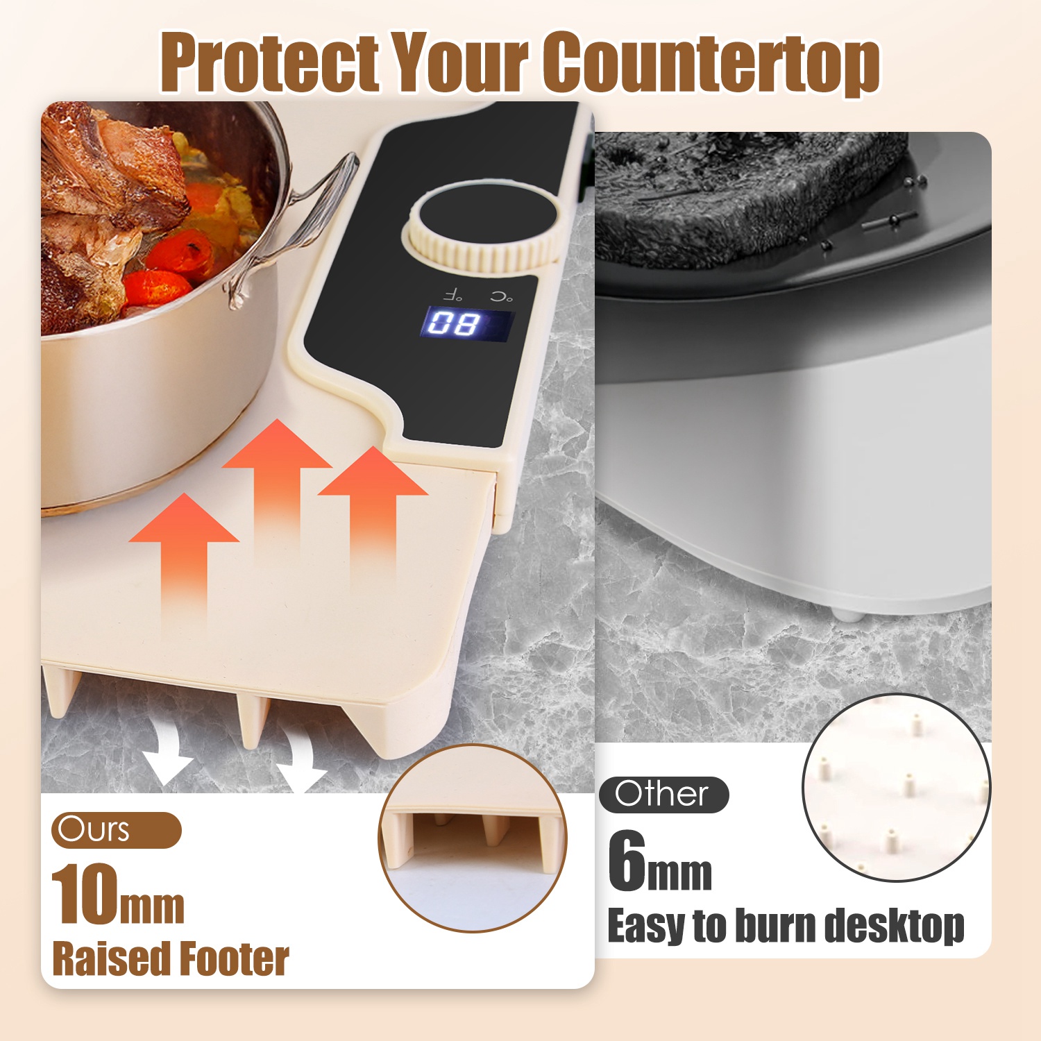 Food Warming Mat 23.6X15.8In 300W Fast Heating Electric Silicone Food Warmer With 14 Temp Levels 10Hrs Timer Settings Roll-Up Portable Hot Plates Heat Pad For Parties Buffet — foto 7