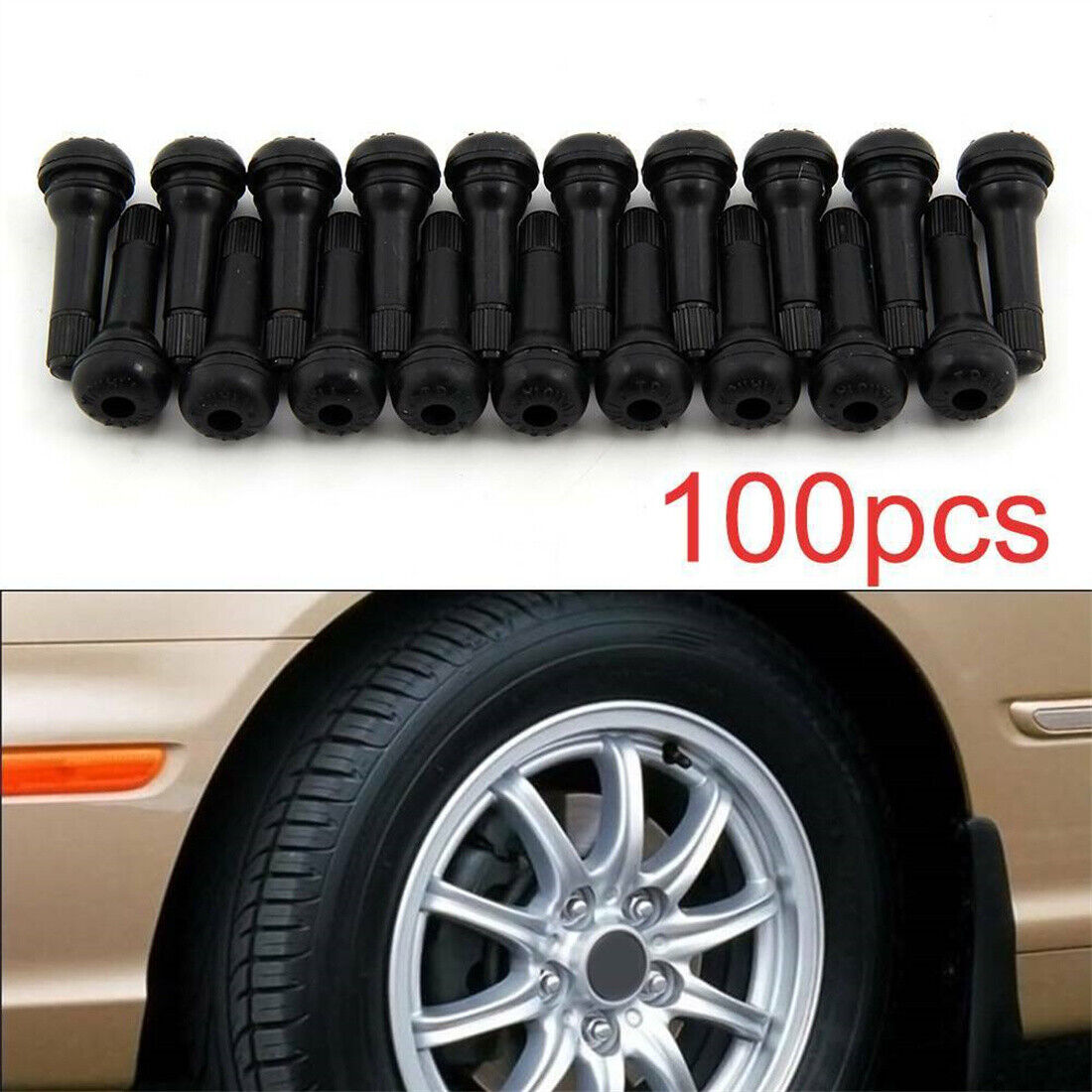 1 00 Pcs TR414 New Tubeless Rubber Car Tyre Wheel Valves Universal Black