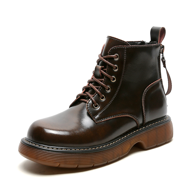 Title 7, Damen Schwarze Kurze Martin Boots mit dicker So...