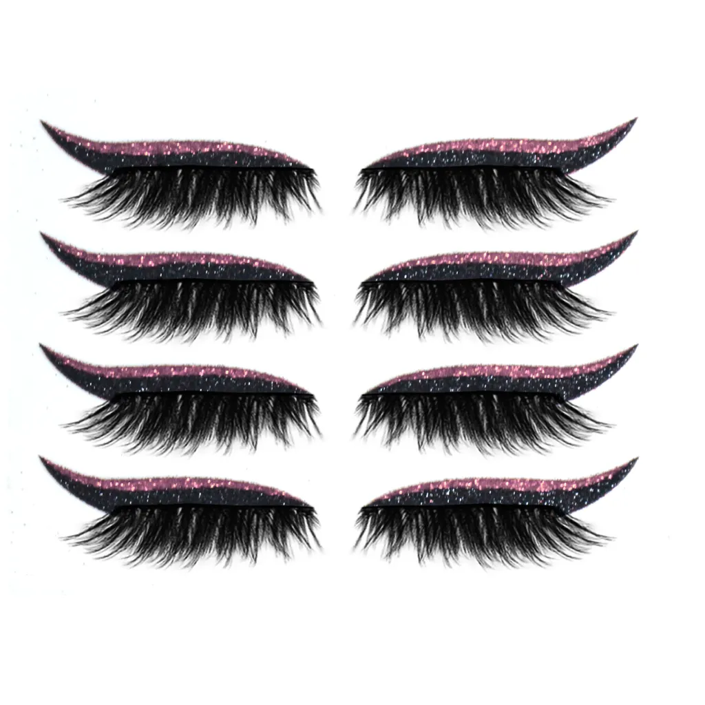 3D False Eyelashes With Magnetic 4 Pairs Of Glue-free Self-adhesive Eyelashes - Red