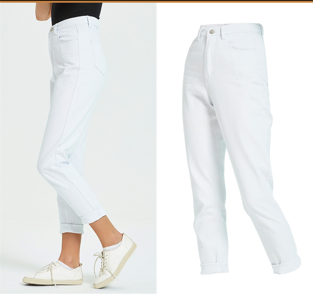 Title 5, White High-waisted Straight-leg Jeans Women Fal...