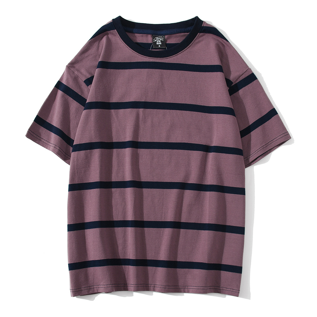 New Striped Short-sleeved T-shirt Men's Fashion Simple And Loose