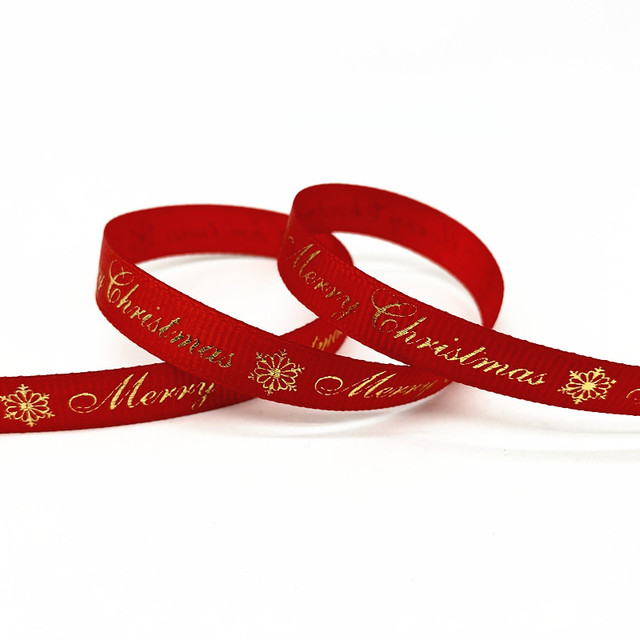 Size 5 10mm Christmas Ribbon Printed Grosgrain Ribbon