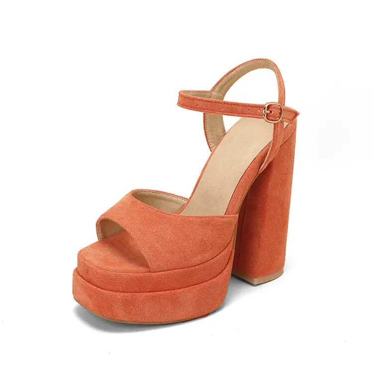 Hollow Chunky Satin High Heel Fish Mouth Women's Shoes