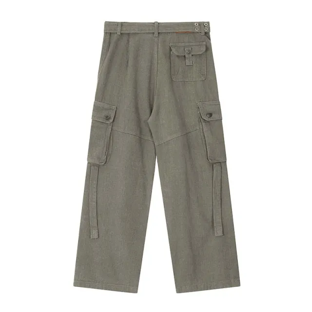 Purple Fashion Design Multi pocket Hip hop Streetwear Cargo Jeans Army Green - Shop at LoveMi
