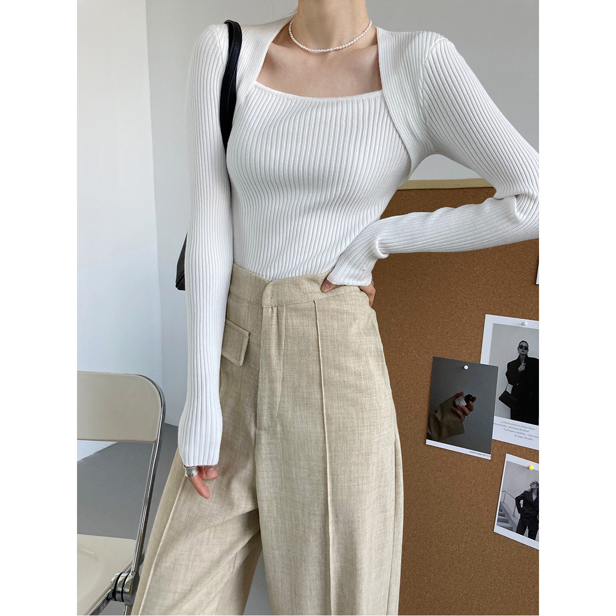 Title 3, Autumn Long Sleeve Square Neck Knit For Women