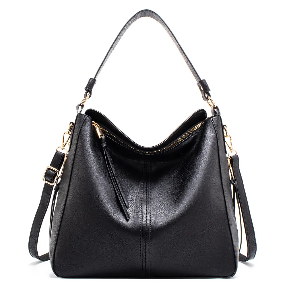 Hobo Bags Women High Capacity Handbags Fahsion Commuting Crossbody Shoulder Bag Shopping Totes - Black