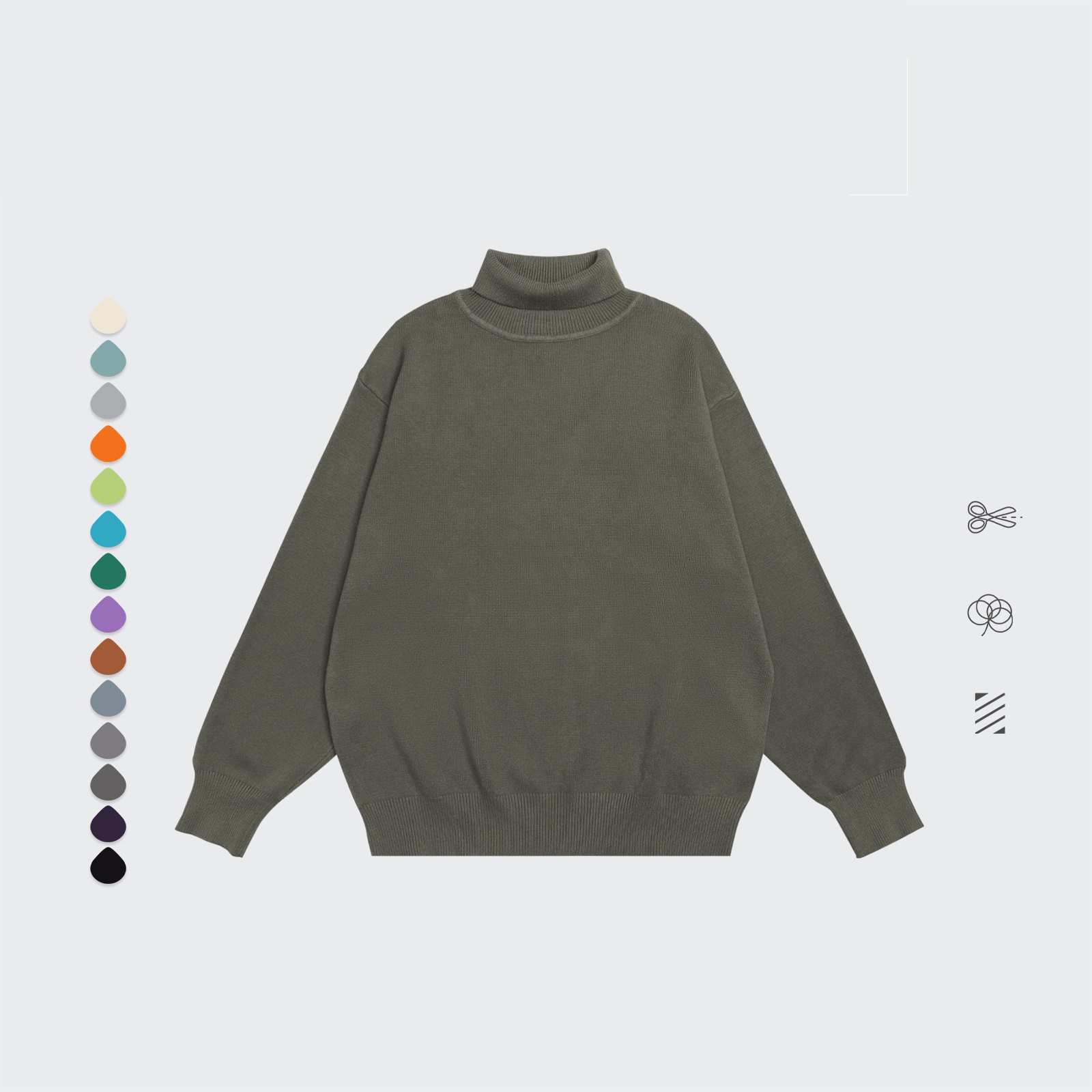 Title 4, Core Spun Loose High Neck Sweater Solid Color K...