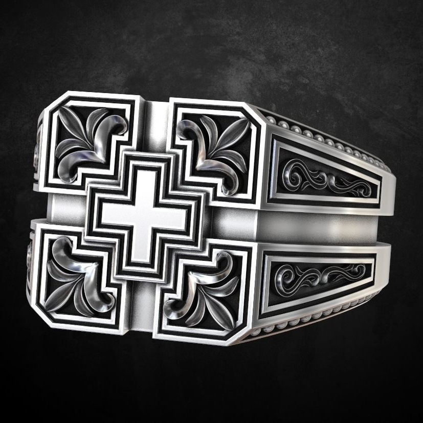 Men's Creative Vintage Carved Cross Ring