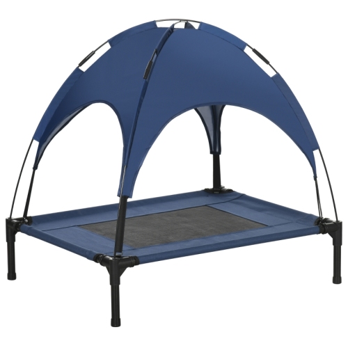 PawHut Raised Dog Bed Waterproof Elevated Pet Cot With Breathable Mesh UV Protection Canopy Blue, For Medium Dogs, 76 X 61 X 73cm Blue - Shop at LoveMi