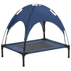 PawHut Raised Dog Bed Waterproof Elevated Pet Cot With Breathable Mesh UV Protection Canopy Blue, For Medium Dogs, 76 X 61 X 73cm - Blue - View 1