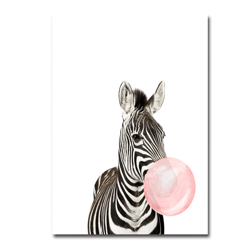 a02acc91 26af 42f7 8a6c eeaab7e9d4aa - Living Room Decorative Painting Horse Giraffe Balloon Children's Room Rimless