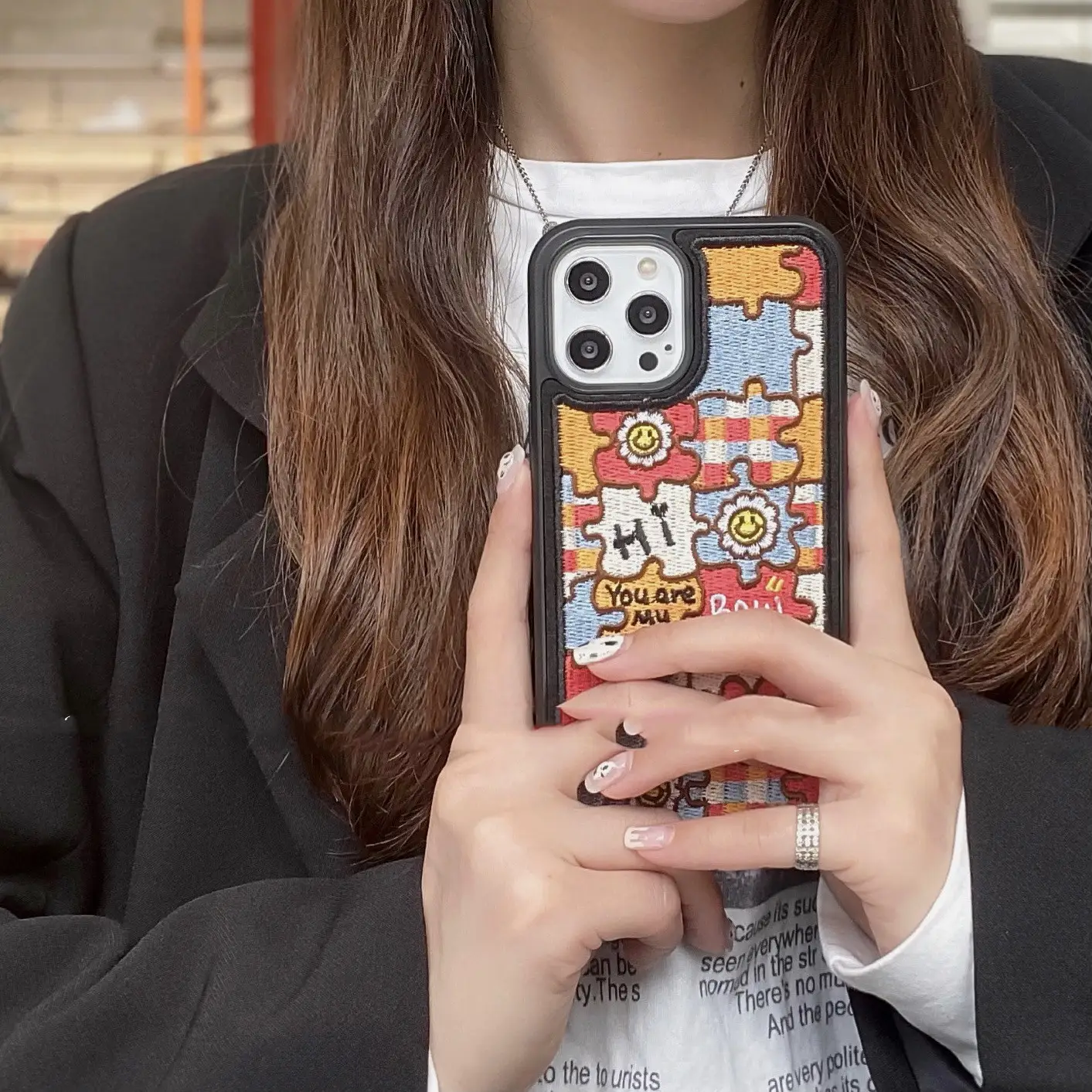 Heavy Industry Embroidery Milk Tea Protective Cover
