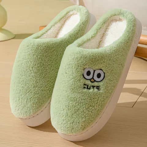 Cute Cartoon Big-eyes Slippers for Couples Winter Warm Non-slip