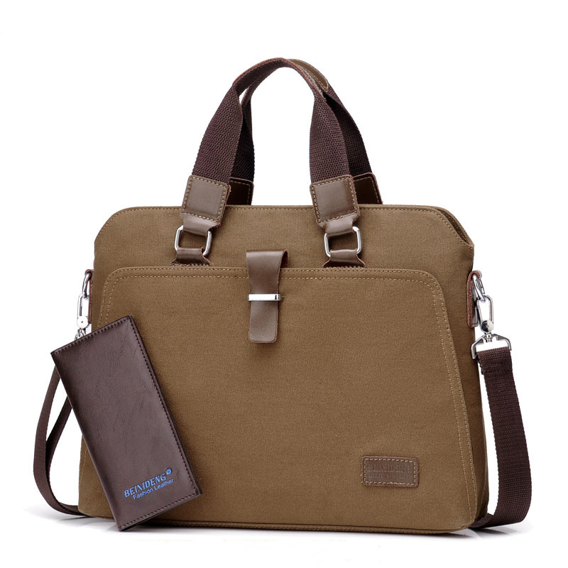 Men's Business Casual Oxford Cloth Handheld One Shoulder Canvas Briefcase — foto 2