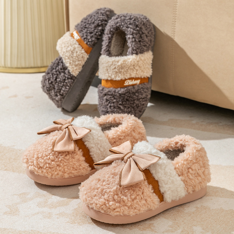 Title 9, Home Indoor Warm Non-slip Dormitory Bow Slippers