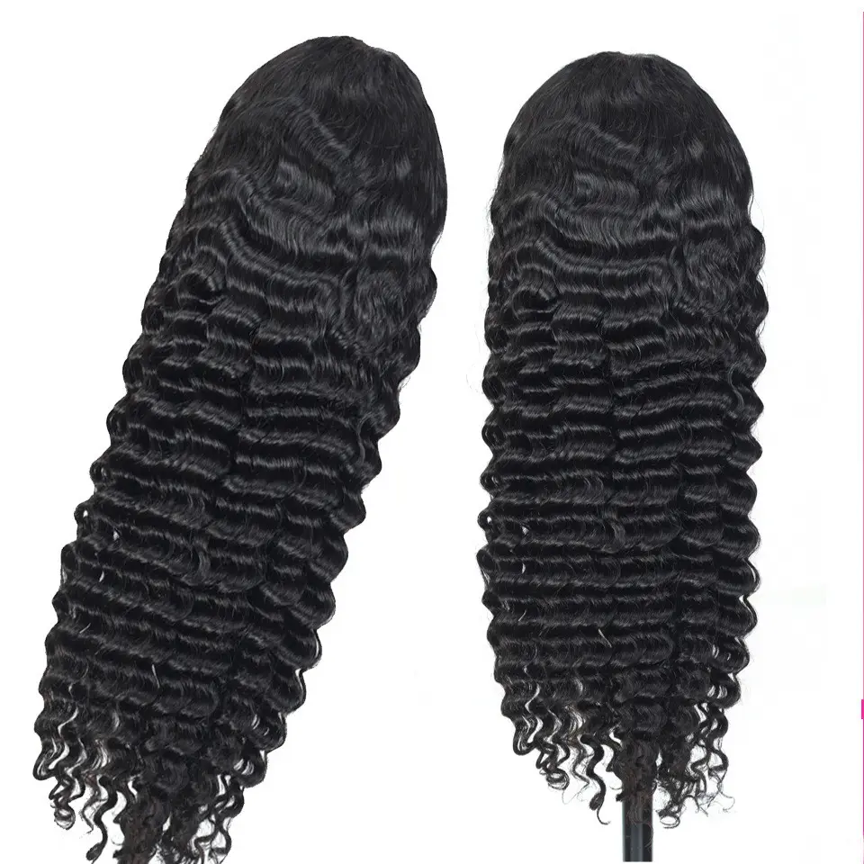 Human Hair 28 30 Deep Wave Lace Frontal Wigs