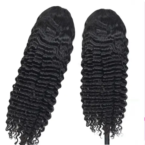 Human Hair 28 30 Deep Wave Lace Frontal Wigs
