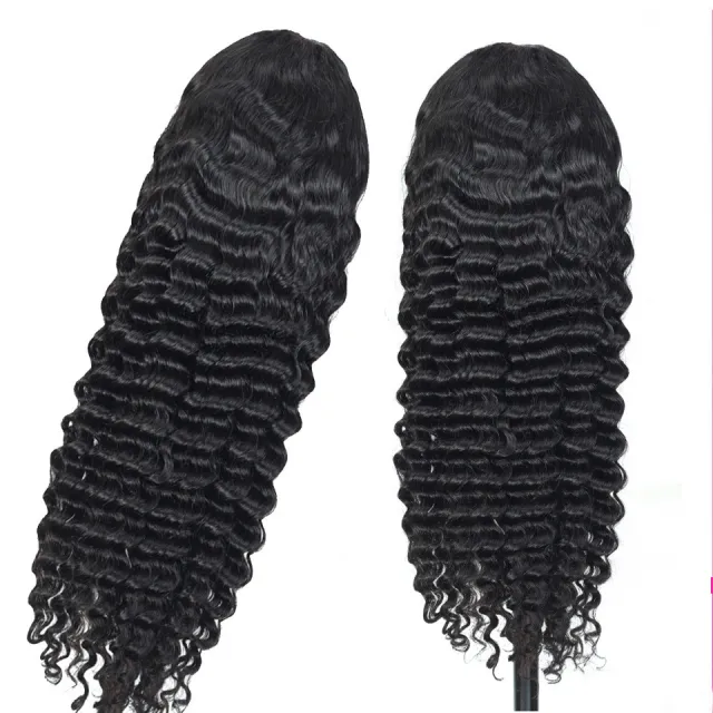 Human Hair 28 30 Deep Wave Lace Frontal Wigs 13 4 Front Wigs 14Black - Shop at LoveMi