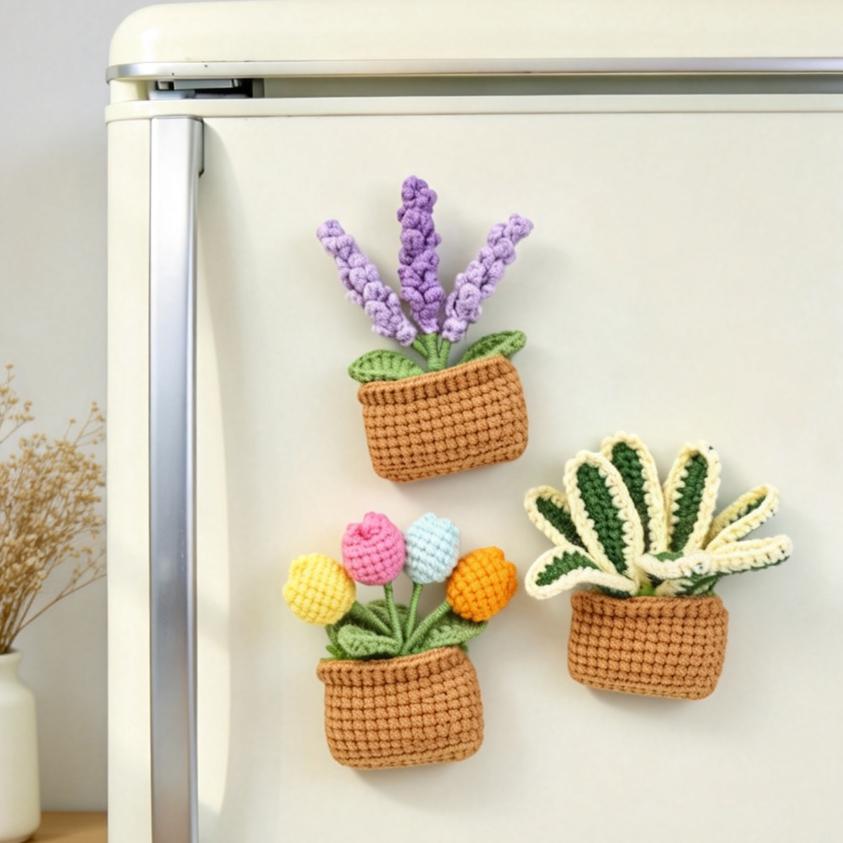 Crochet Potted Plant Ornament Set, picture 2 of 3
