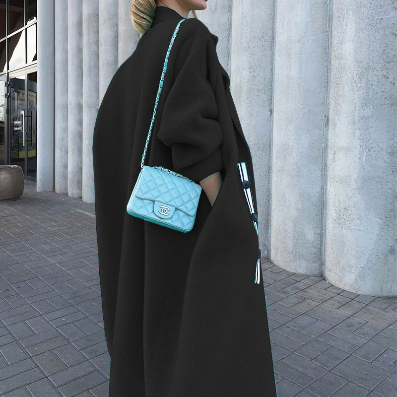 Solid Color Casual Loose And Thin Woolen Coat