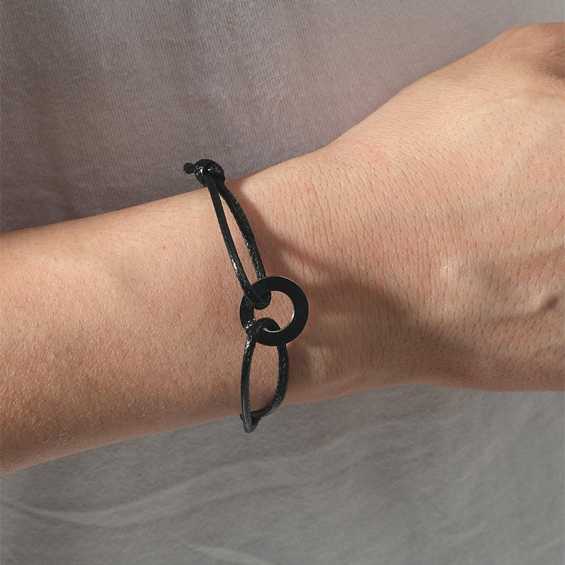 Circle Stainless Steel Wax Rope Braided Bracelet