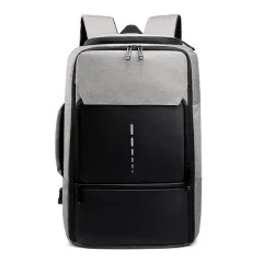 Large Capacity Expandable Travel Backpack New Usb - Grey - View 1