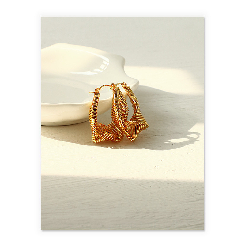 Individual Design Sense Niche Earrings Spring Twist Exaggerated Ear Buckle