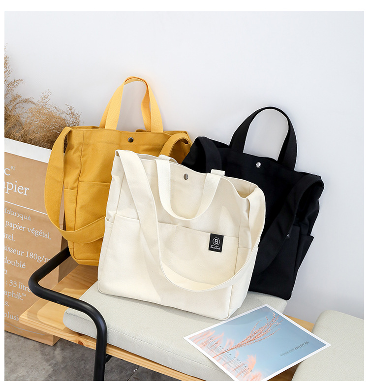 Solid Color Diagonal Canvas Student Shoulder Bag