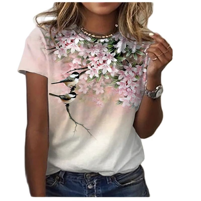 Women's Fashion Short Sleeve Print Top
