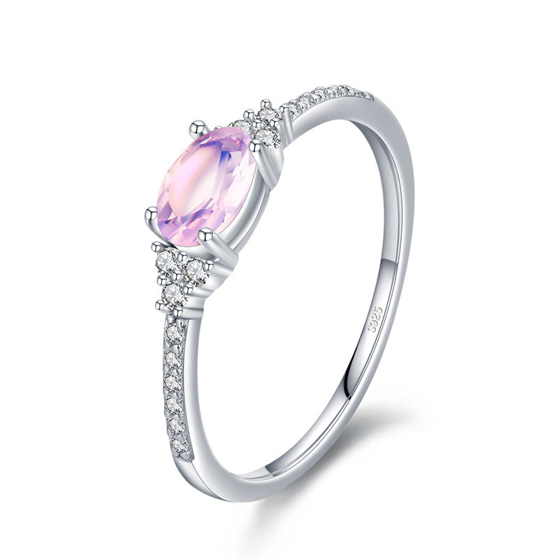 Women's Oval Sterling Silver Inlaid Crystal Ring