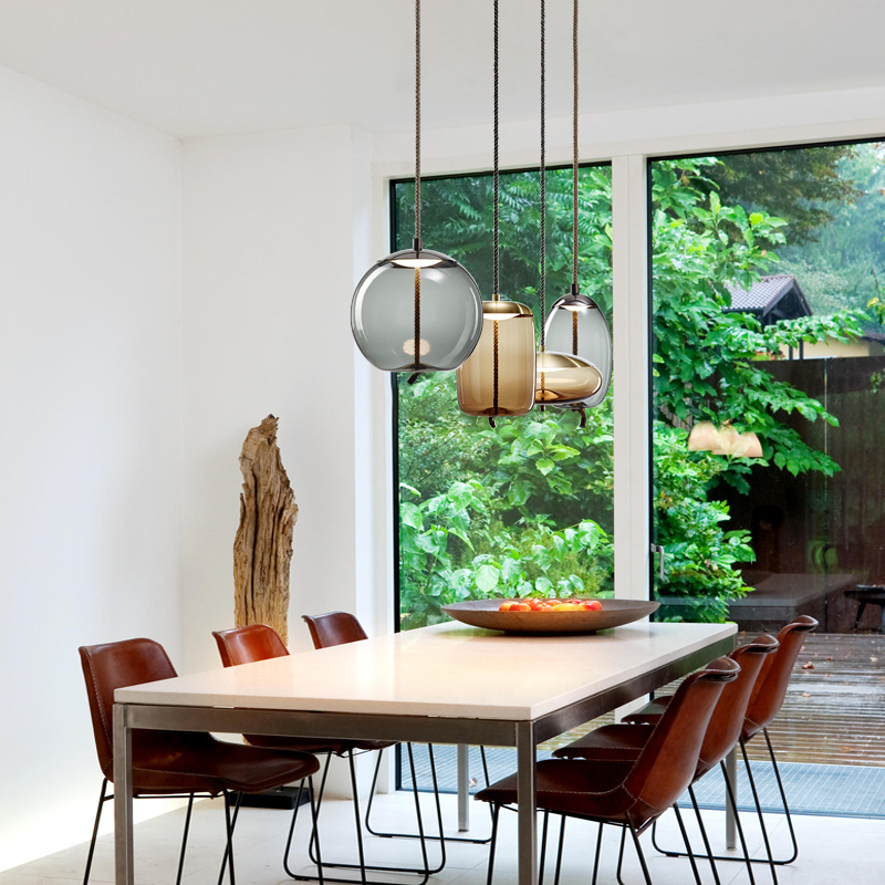 Modern Minimalist Living Room Bar Creative Single Head Glass Chandelier