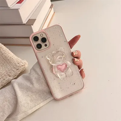 Simple Bear Bracket Silicone Phone Case
