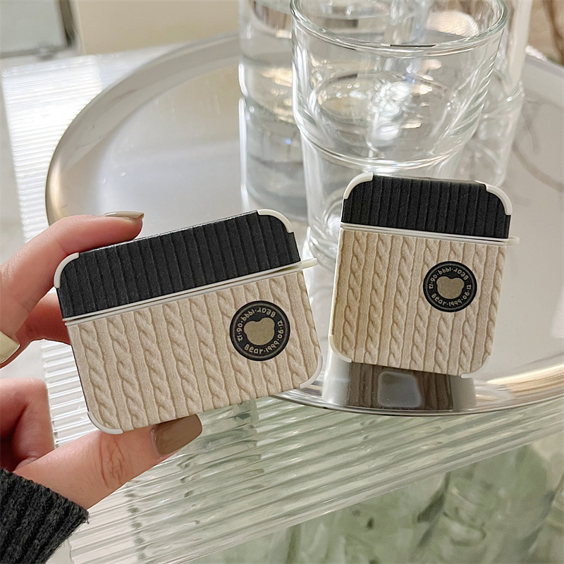 Funda auriculares bluetooth oso patrón suéter lindo