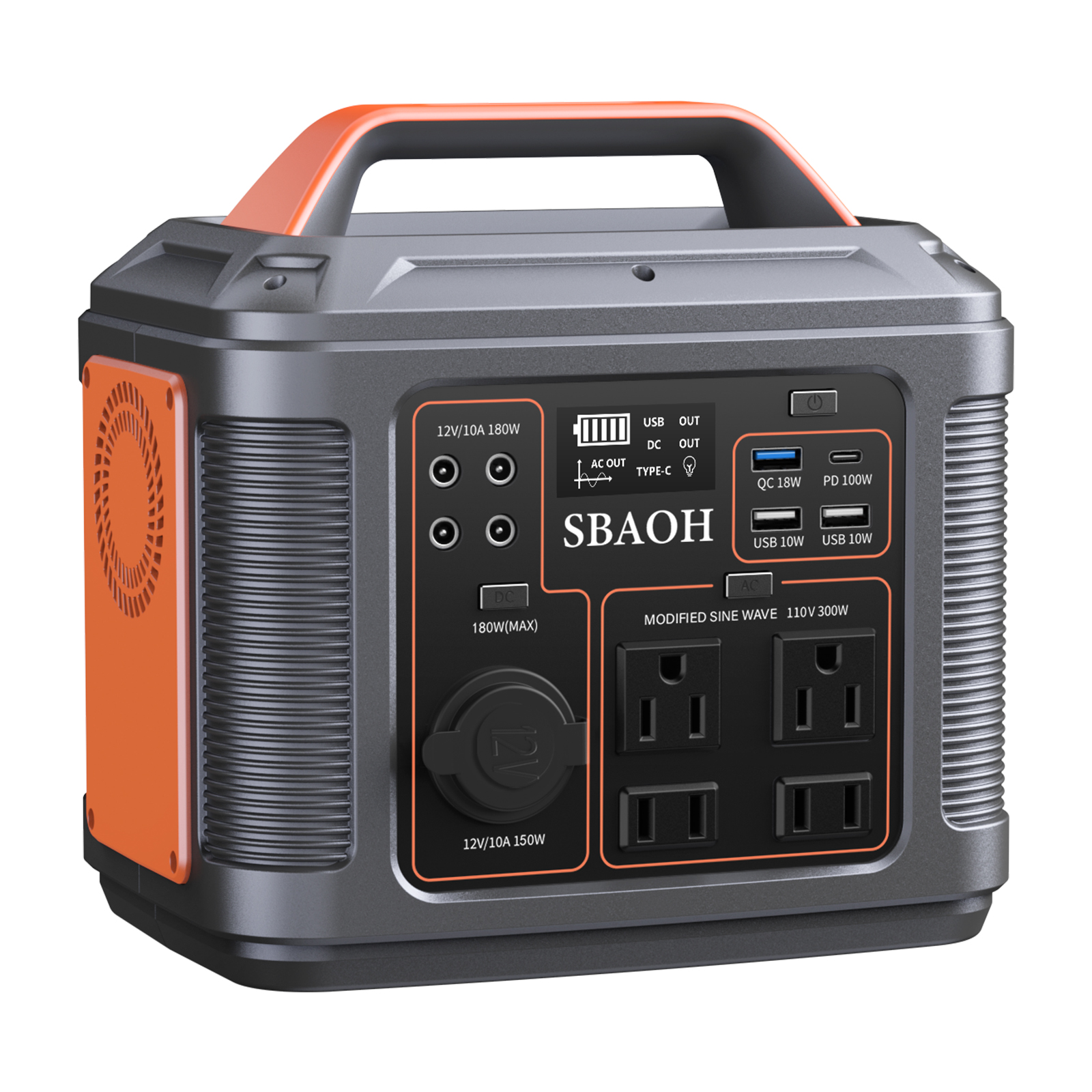 SBAOH Portable Power Station P302,296Wh Lithium Battery Generator Solar With 300W AC Outlets For Outdoor Camping RV Home Power Outages