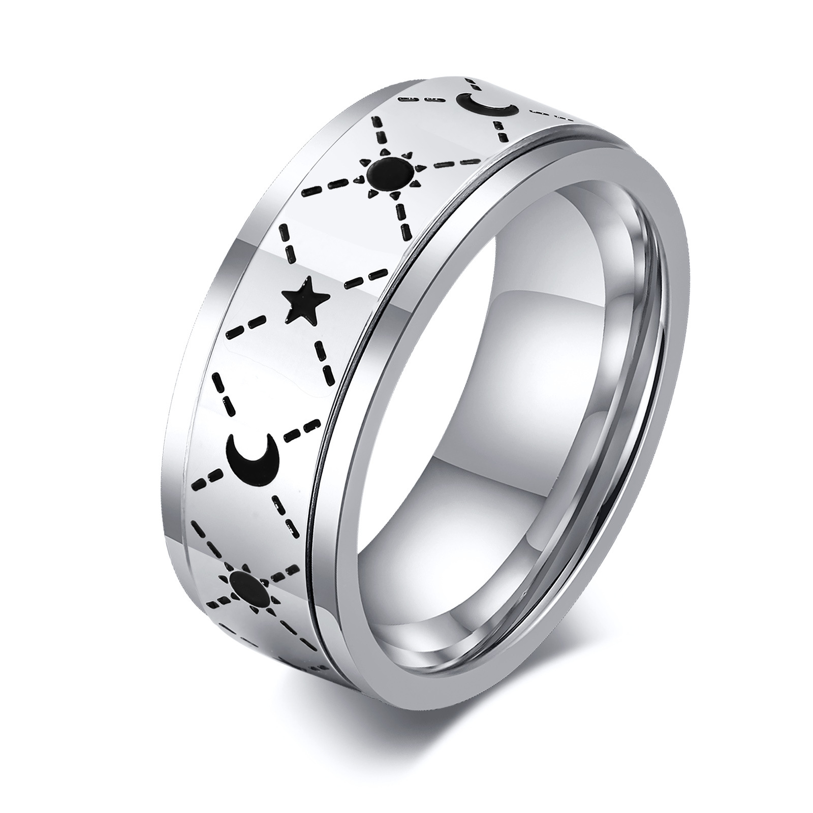 Title 1, Stainless Steel Corrosion Sun Moon Ring